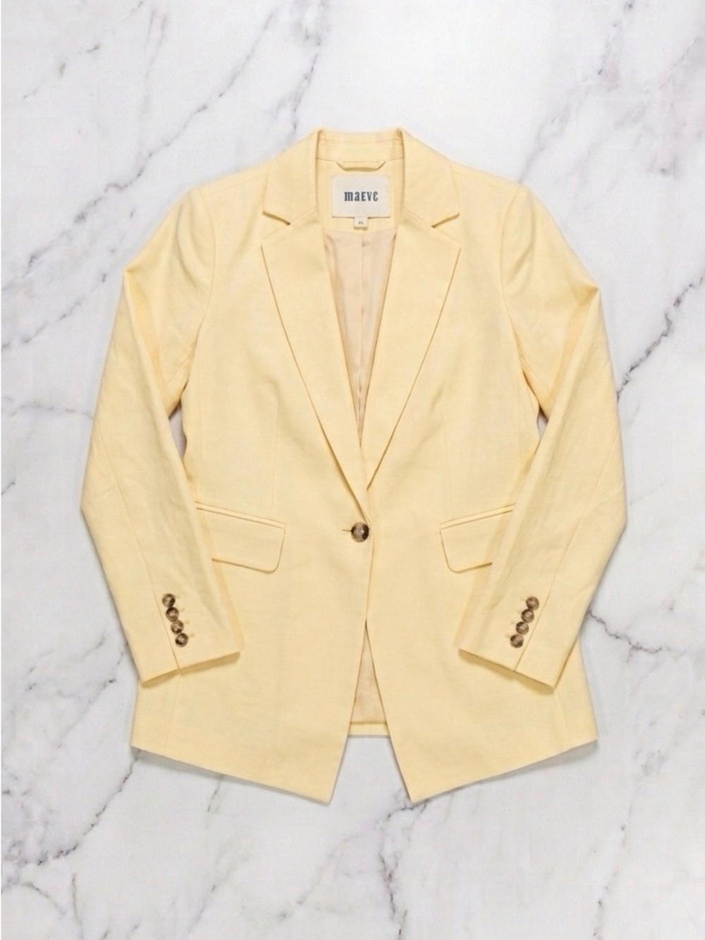 Pale Yellow Single-Breasted Women’s Blazer - Anthropologie (Maeve)